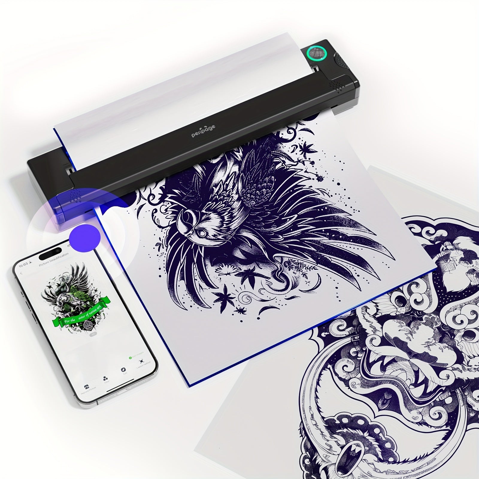 TEMU Peripage Wireless Tattoo Transfer Printer-no Ink Required Portable And , Compatible With Smartphones And Pc Terminals, And Carry Ideal For And