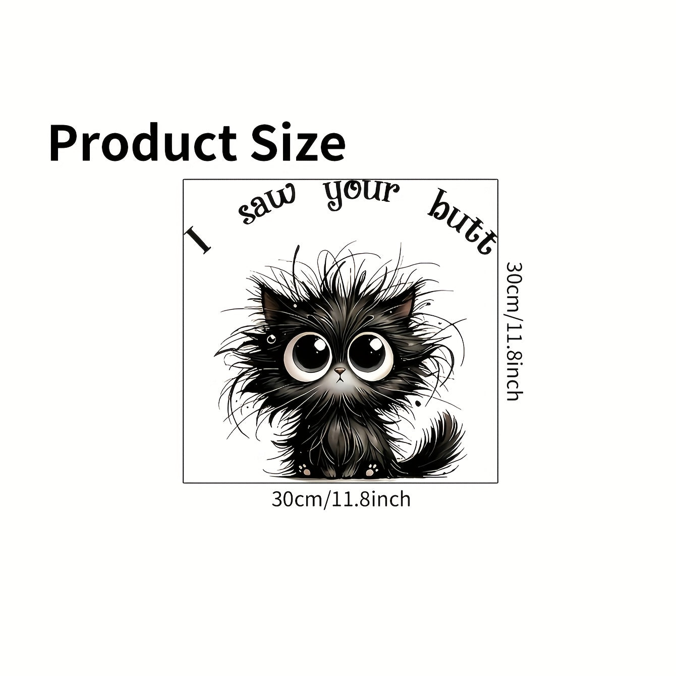 TEMU 1-pack Funny Cat Toilet Lid Sticker - "i Saw Your Butts" Humorous Bathroom Decal, Waterproof Pvc Self-adhesive Removable For Toilet Seat Cover