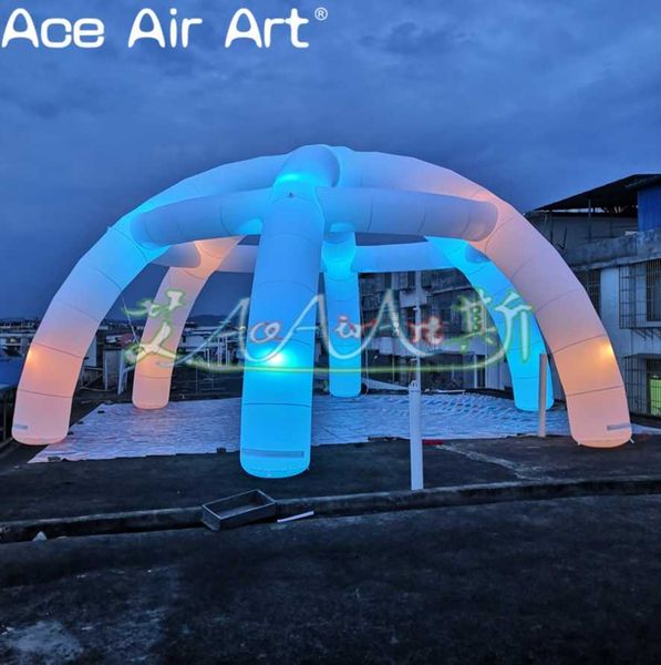 wholesale Beautiful 10m Diameter 6 Legs Lighting Inflatable Party Spider Dome Tent with Colorful LED Lights Spider Wedding Structure for Dec