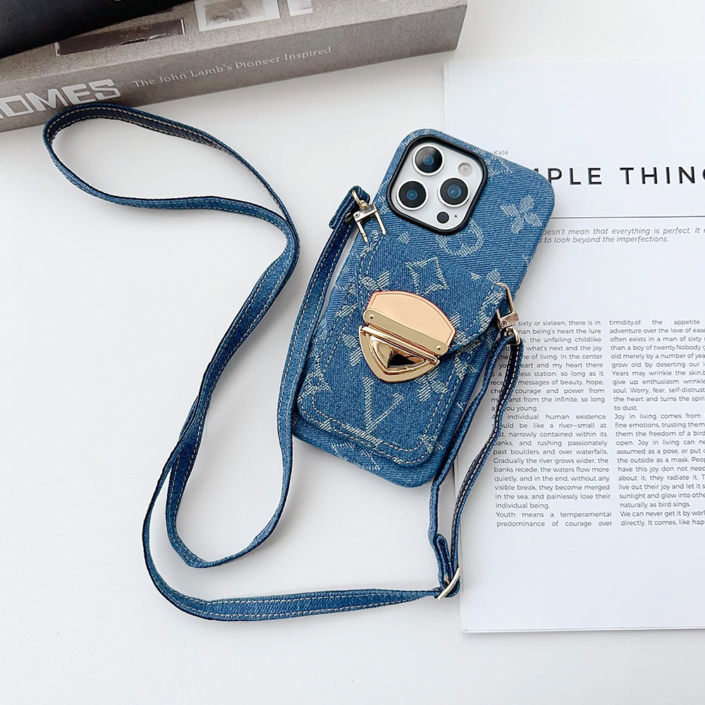 Crossbody Phone Case Designer iPhone Case for Apple iPhone 17 Pro Max 16 Pro Max 13 12 14 Plus 15 Plus 11 Case Card Slot Card Holder Wallet Case Cov