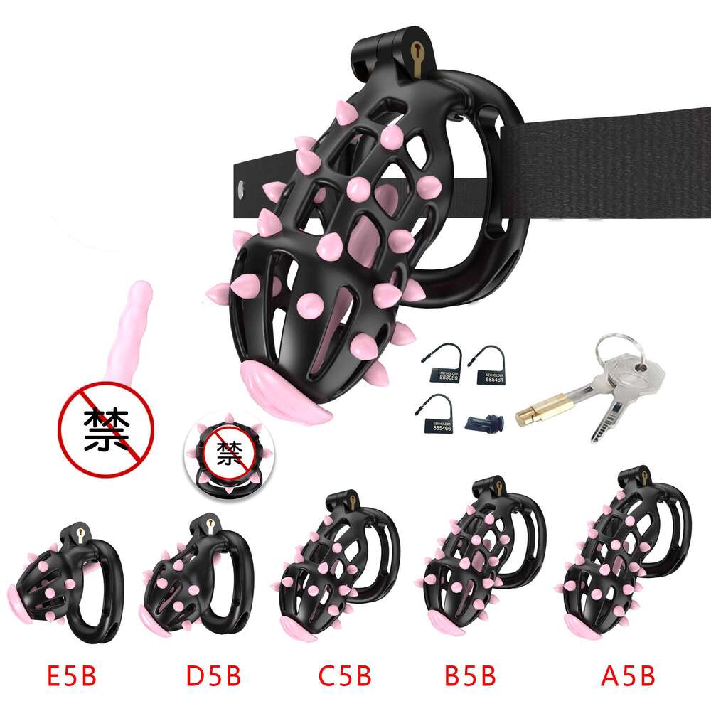 New resin Wearable chastity cage high end Black cock cage with catheter number pin lock light long term wear