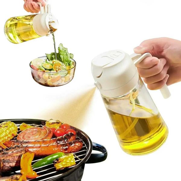 2 in 1 Glass Spray Oil Sprayer Bottle 470ml Spray Oil Dispenser Bottle Cruet BBQ Kitchen Baking Roasting Picnic Kitchen ToolXJ241227