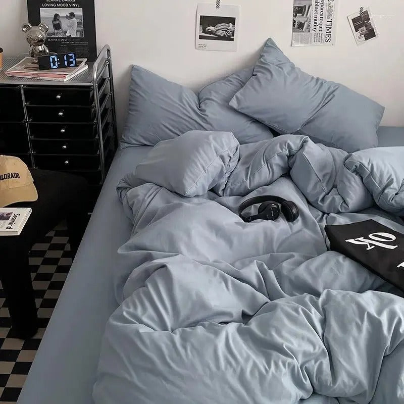 100% Cotton Pink Bedding Set Nordic Chic Duvet Cover Flat Sheet Pillowcase Soft Comforter Cover Bed Linen Boy Girl Home Textiles ACD0734