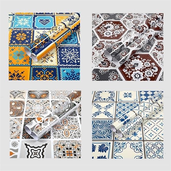 Waterproof Kitchen Wall Stickers Bathroom Tables Decals Self adhesive Foil Oilproof Classic Marble paper Tile 220607