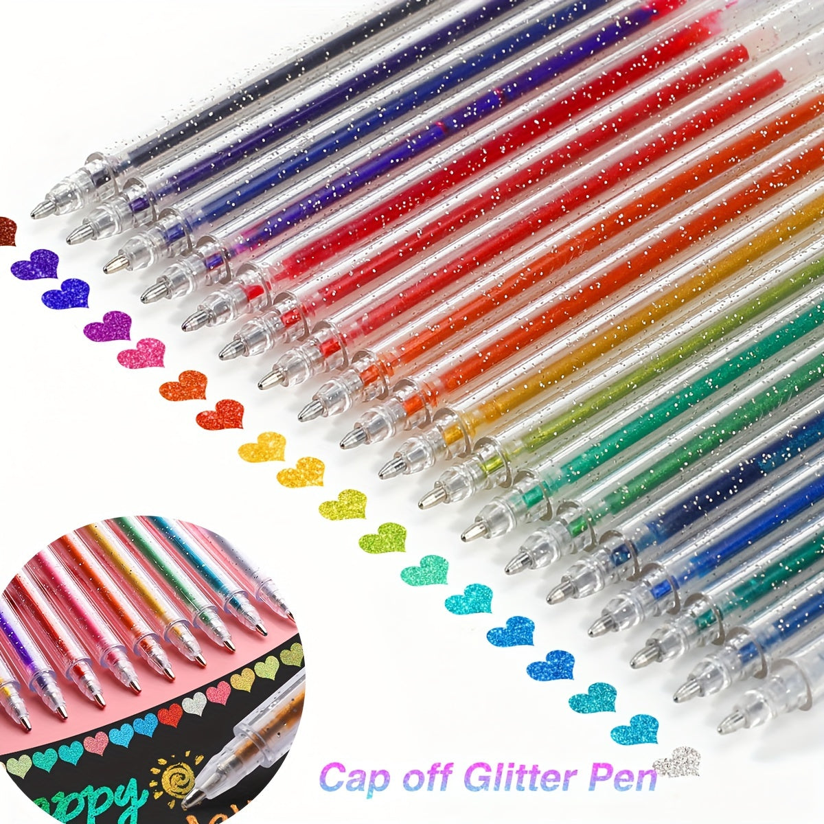 TEMU 18 Color Glitter Gel Pen Pastel Metal Plastic Office School Art Drawing Glitter Pens Gel Pen Sets
