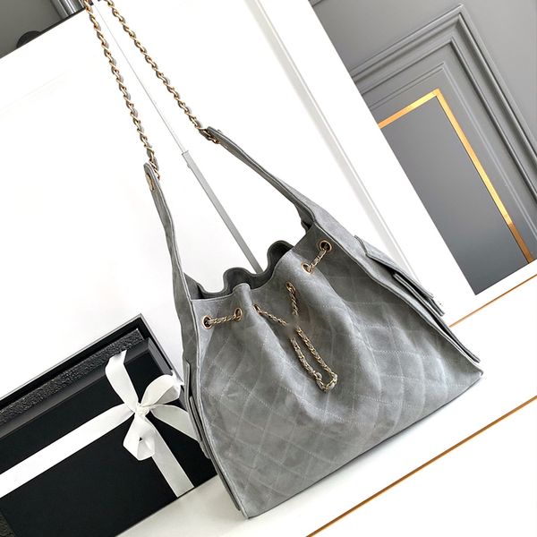Designer Bag Tote Large Hobo Shoulder Bags Suede Leather for Women Purse Gray Casual Diamond Lattice C Letter Luxury Brand with box