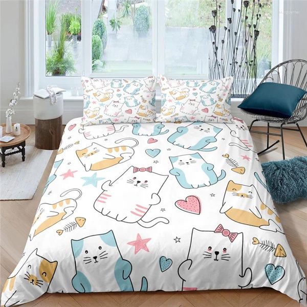 Bedding Sets Set 3D Cartoon Dog Print 2-3Pcs Comfortable Kids Duvet Cover Pillowcase Home Textile Single Queen And King Size