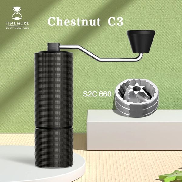 TIMEMORE Chestnut C2 C3 Manual Coffee Grinder S2C Burr Inside High Quality Portable Hand Grinder with Dual Bearing Positioning 240806