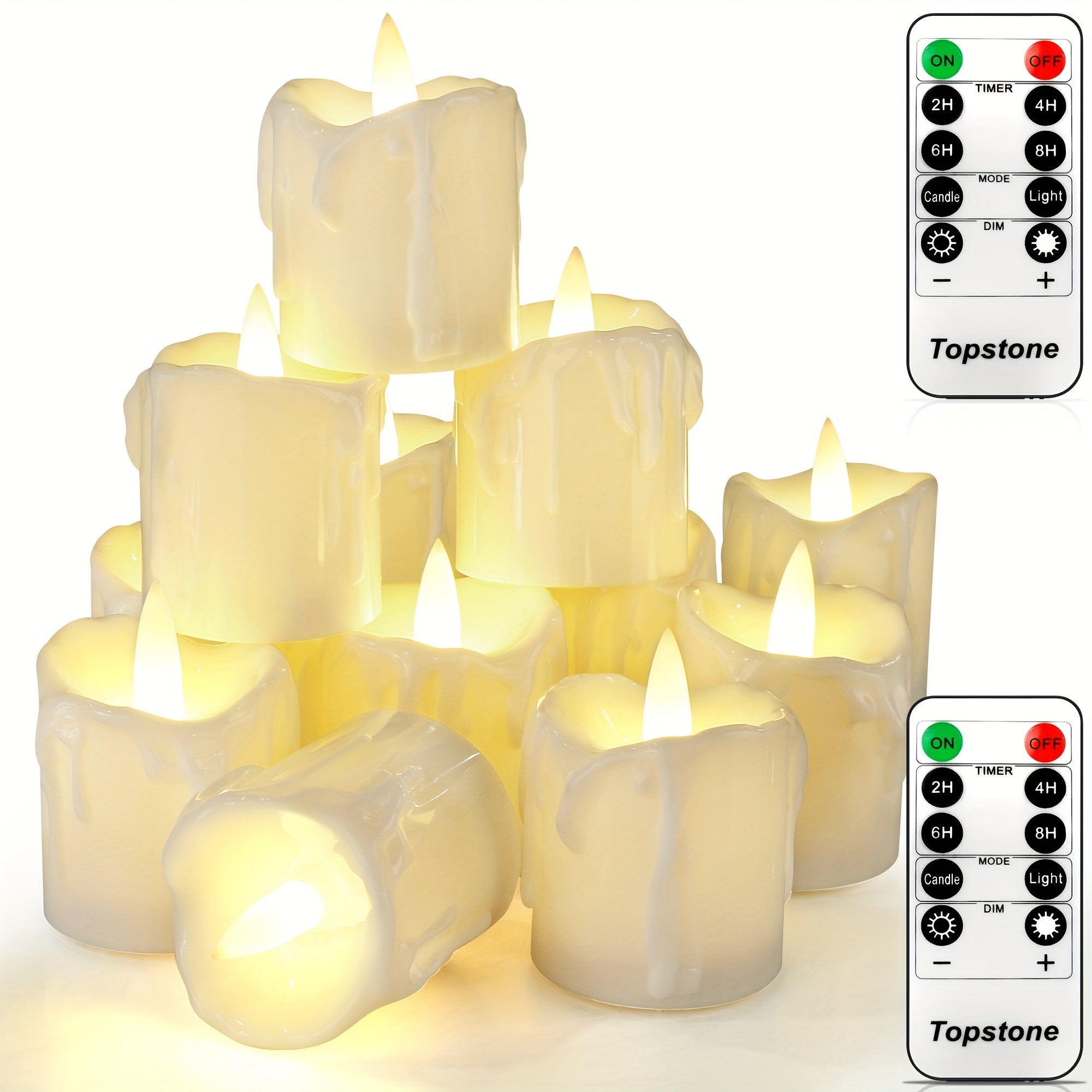 TEMU Flameless Candles 12-pack Remote Controlled Led Tea Light Candles | 400+ Hours Flickering Flameless Battery Votive Lights | For Tabletop,