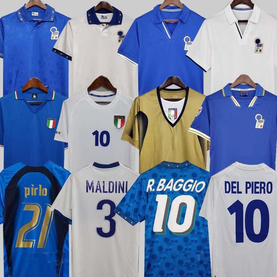 1998 1982 Retro SOCCER JERSEYS 1990 1996 1994 2000 FOOTBALL Maldini Baggio ROSSI Schillaci Totti Del Piero 2006 Pirlo Inzaghi buffon ItalyS Materazz