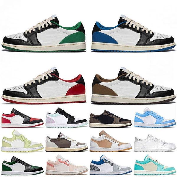 Designer mens jumpman 1 basketball shoes 1s high top OG sneakers Low Kids Sport Palomino UNC shoes university blue patent bred dark mocha lu