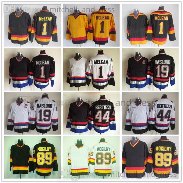 Movie Vintage Hockey Jersey Retro CCM Embroidery 1 Kirk Mclean Jersey 19 Markus Naslund 44 Todd Bertuzzi 89 Alexander Mogilny Jerseys