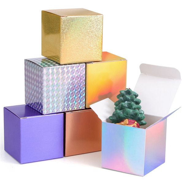 Laser Cardboard Boxes Folding Small Square Packaging Box for Gifts Candy Cookies Cosmetic Gift Carton LX6233