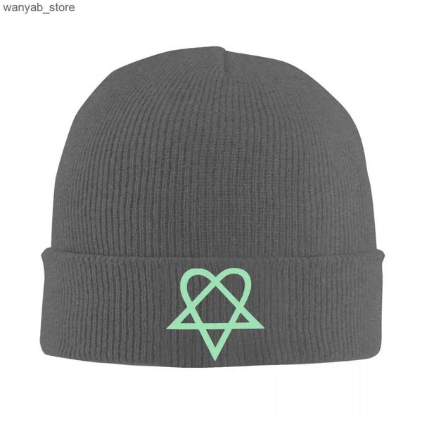 Feaniecrânio o chama Heartagram Mint Bean Hat adult Unisex Y2K Cool Outdoor Sports Knit