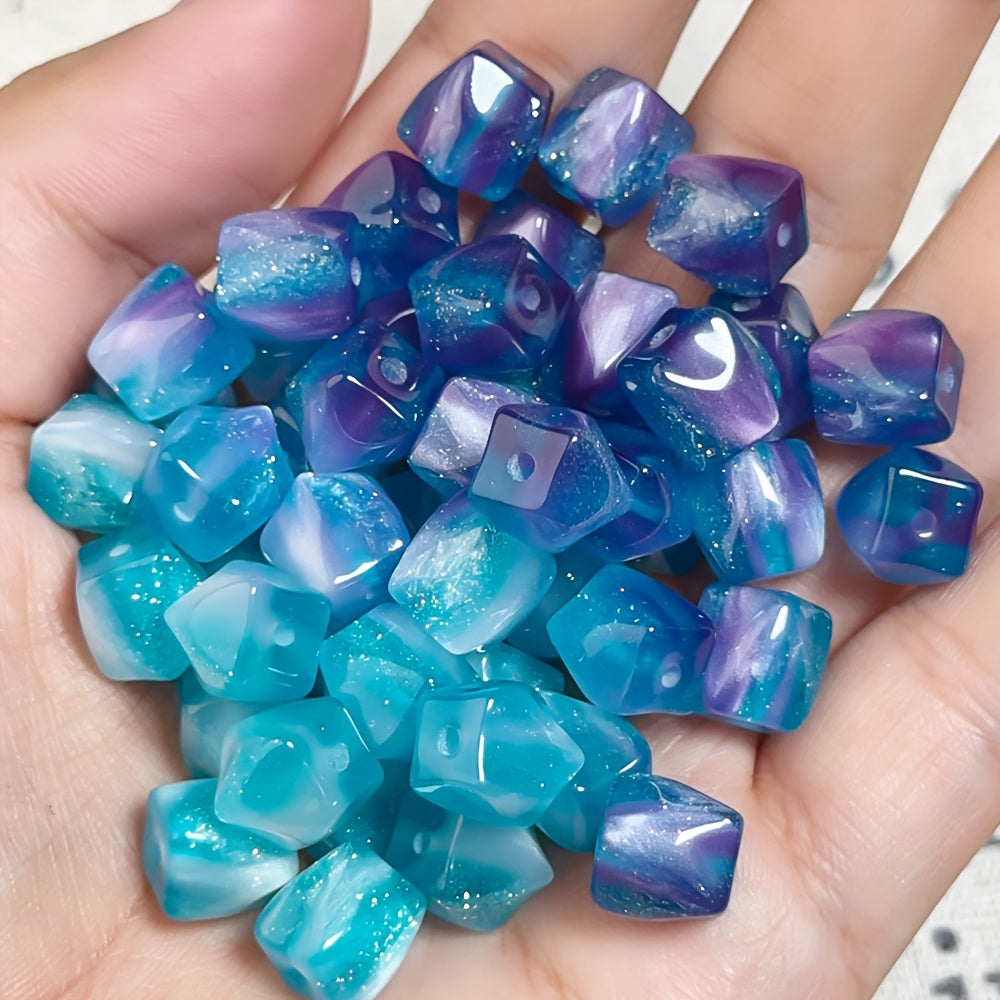 TEMU 20-pack 10mm Light-changing Geometric Resin Beads - Uv-activated Gemstones For Making, Bracelets, Shoe & Bag Charms - Holiday Craft Supplies