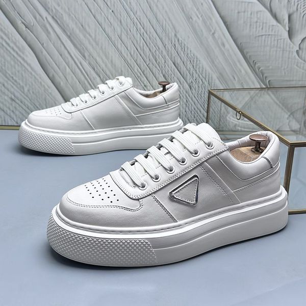 Luxury Designer Dress Wedding Party Shoes Fashion White Breathable Versatile Sneakers Round Toe Thick Bottom Walking Trainer Office Leisure