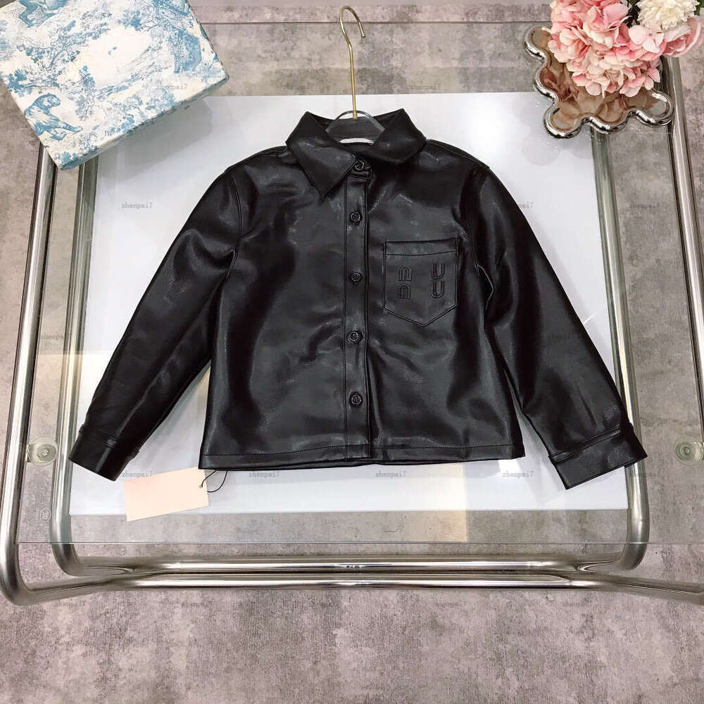 Top baby coat Black leather material boys girls Jacket kids designer clothes autumn child Single-breasted Outwear A227X07N061