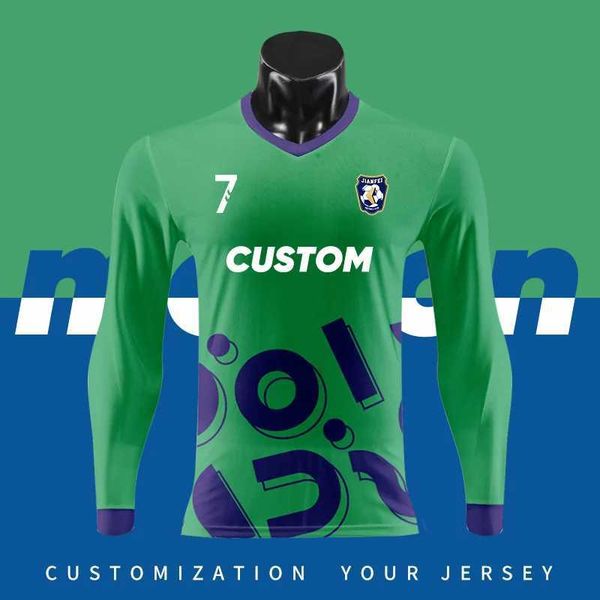 Fans Tops Tees Wholesale Custom Sublimated Mash Polyester Fabric Printed Youth Soccer Jersey Shirts Long Sleeve Football Shirt For Men WO-X1