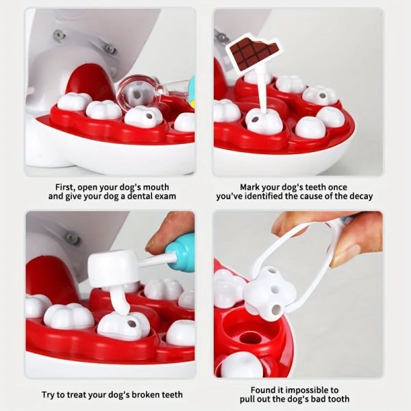 Dentist Kit Toy With Pretend Play Set of Teeth And Dental Accessories Cute Dog Veterinary Play Set Pretend Dentist Play Set