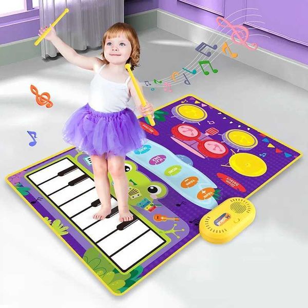 Baby music piano drum performance mat 2-in-1 suitable for children and toddlers floor keyboard dance mat with sound baby toy music blanket W
