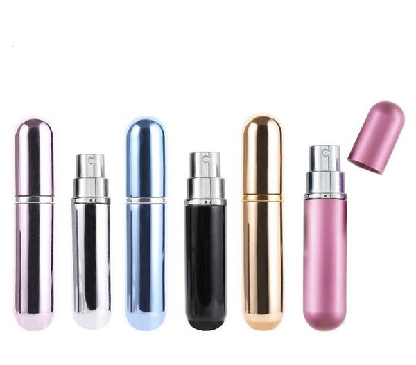 5ml Refillable Portable Mini Perfume Bottle &Traveler Aluminum Spray Atomizer Empty perfumery bottle 15color option SN4298