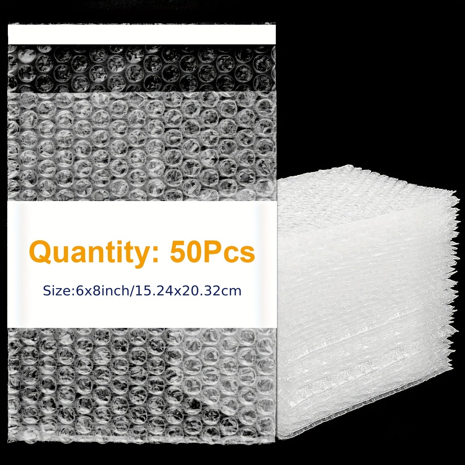 TEMU 50pcs Clear Bubble Pouches 6x8 Inch - Double Walled Thick Shockproof Foam Wrap Bags For Secure Packing, Shipping, Moving, And Storage