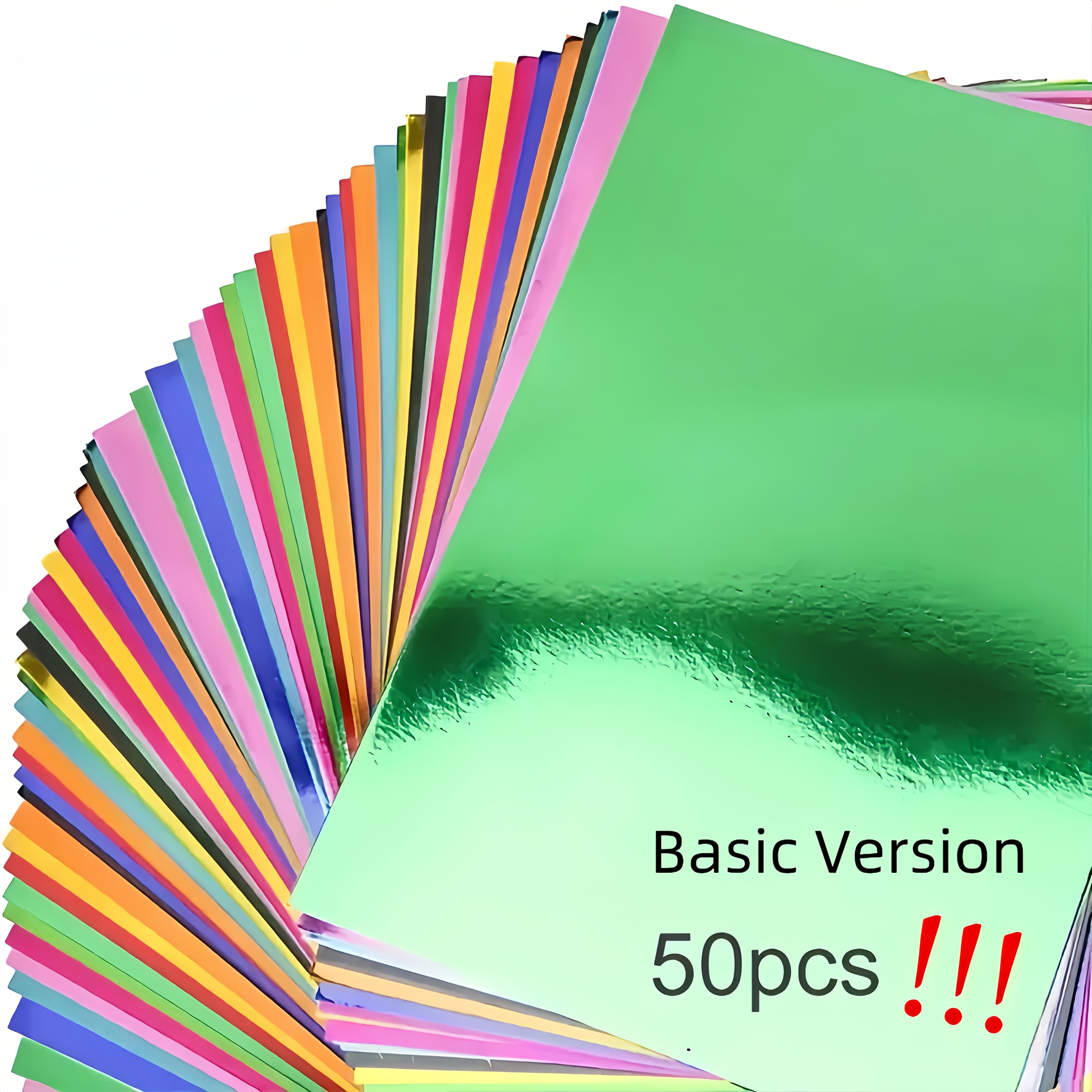 TEMU 50 Sheets Vibrant Metallic A5 Origami Paper - Assorted Colors, Mirror Reflective Finish, 128gsm For Card Making, Scrapbooking & Diy Crafts,