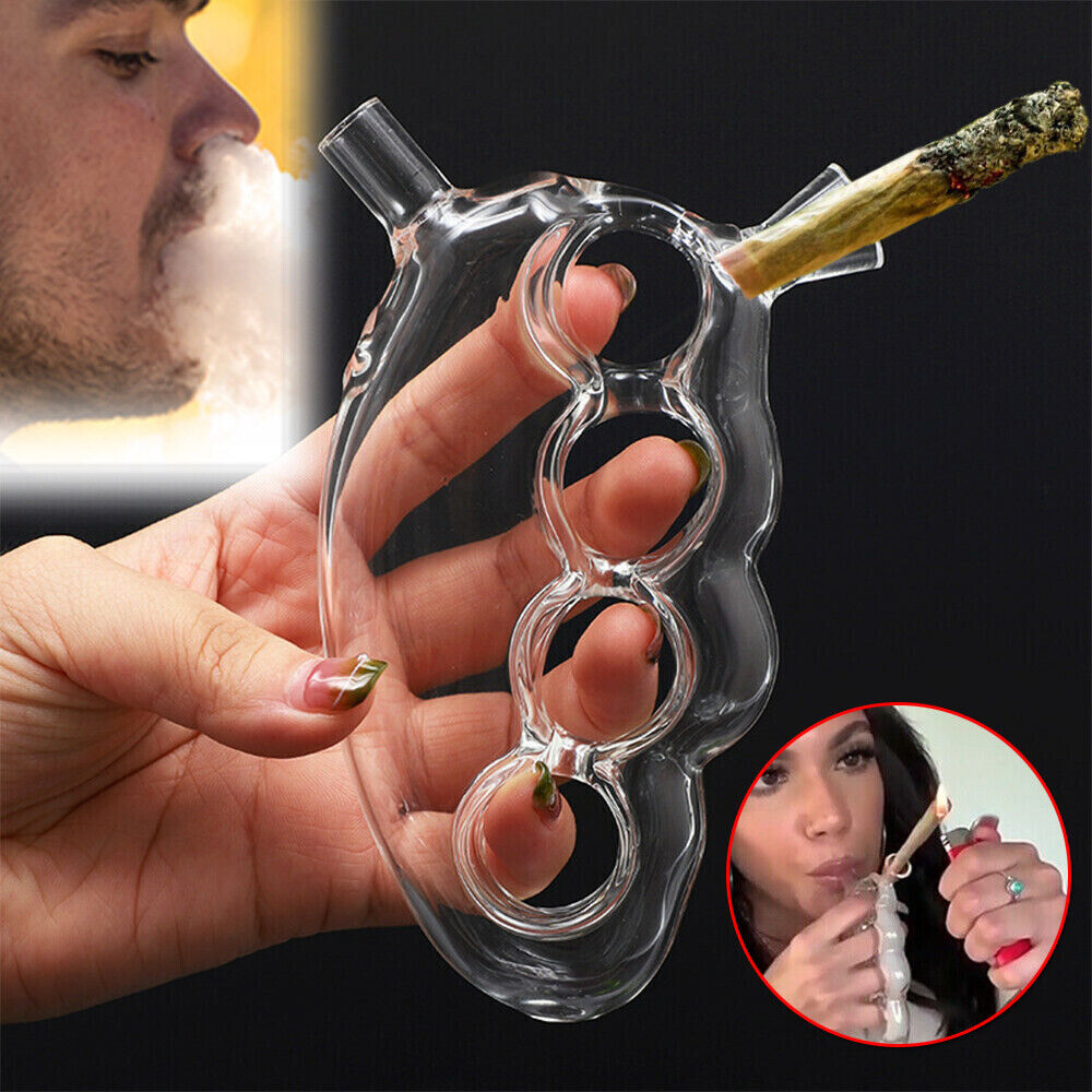 Knuckles Glass Bong hookahs Hand Pipe Smoking Bongs Dab Rig Blunt Bubbler Recycler Water Pipe for Rolling Paper Travel Dry Herb Cigarette Holder Fil