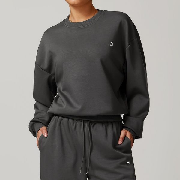 ALL Yoga CREW NECK Pullover Outfit Warm Sweatshirts Loose Sweatsuit Casual Top Fashion Leisure sports hoodie set