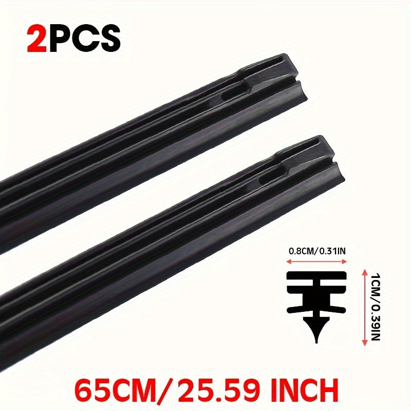 TEMU 2pcs Car Vehicle Insert Rubber Strip Wiper Blade (refill) 8mm Soft 14" 16" 17" 18" 19" 20" 21" 22" 24" 26" 28" Auto Accessories