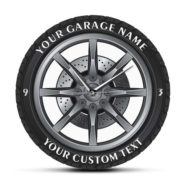 Wall Clocks Custom Your Garage Name Car Service Repair Garage Acrylic Wall Clock Tire Wheel Auto Watch Vintage Mechanic Car Workshop Decor 2