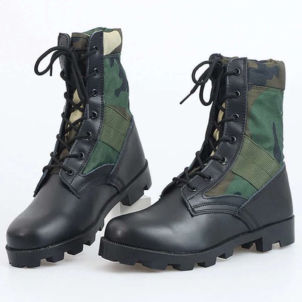 Lace Up Waterproof Outdoor Shoes Breathable Canvas Camouflage Tactical Combat Desert Ankle Men Boots