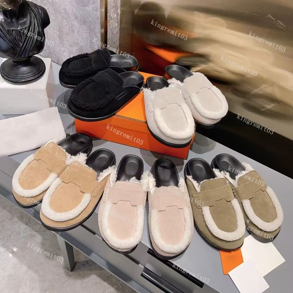 Designer Sandals Suede Slippers Women Shoes Wool Slides Flat Casual Shoes Men Mules Brand Sandal Classic Letter Print Slipper Fashion Slide