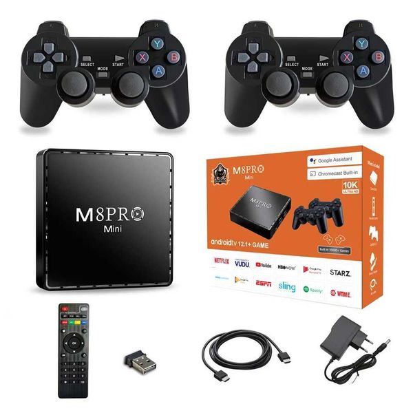 Retro Game Console M8 Pro Mini HD Game Box 64G Built In 10000 Games for PS1 SFC Wireless Gamepad Console for Android 12.1 TV Box Y241029