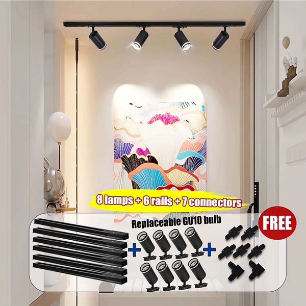 Global GU10 Track Lighting 110V Track Light Wall Lamp Rail Spot Lights Led Spotlight Fixture Clothing Store Home Kitchen TracksCL240730