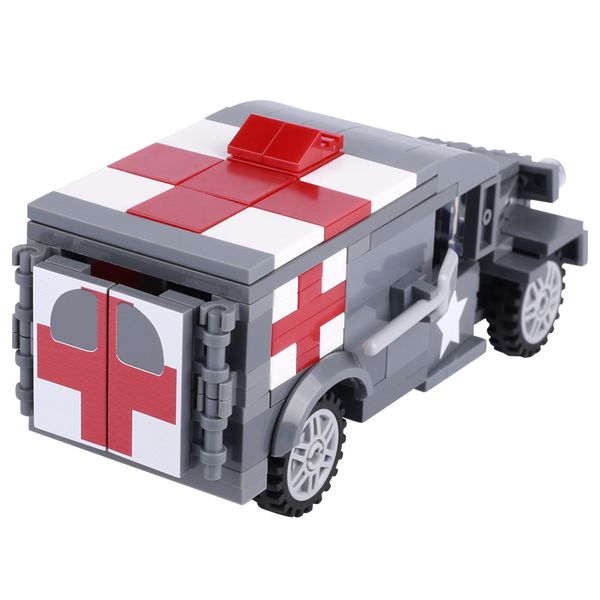 Mini Military Car Model Building Blocks WW2 German Soldier Truck US WC54 Medical Vehicle Doctor Figures Army Ambulance Kids Toys