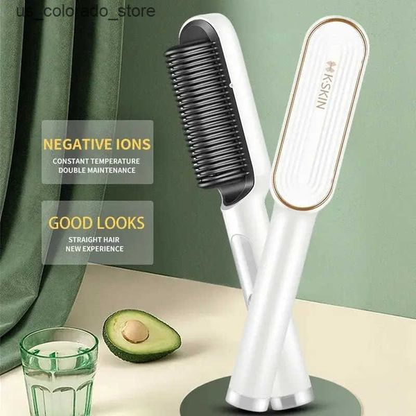Electric Hair Brushes KSKIN Professional Hair Straightener 6 Gear Regulation 20 Million Negative Ion Brush Anti Scald Static Straightener Br
