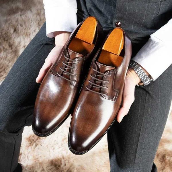 Luxury mens leather shoes high-quality mens shoes Pointed Oxford wedding leather mens shoes 2024 gentlemens office mens shoes Y241017