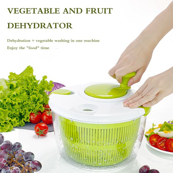 Fruit Vegetable Tools Vegetable Spin Dryer Manual Salad Spinner Fruit Dehydrator Household Fruit Drainer For Washing Drying Vegetables Kitch
