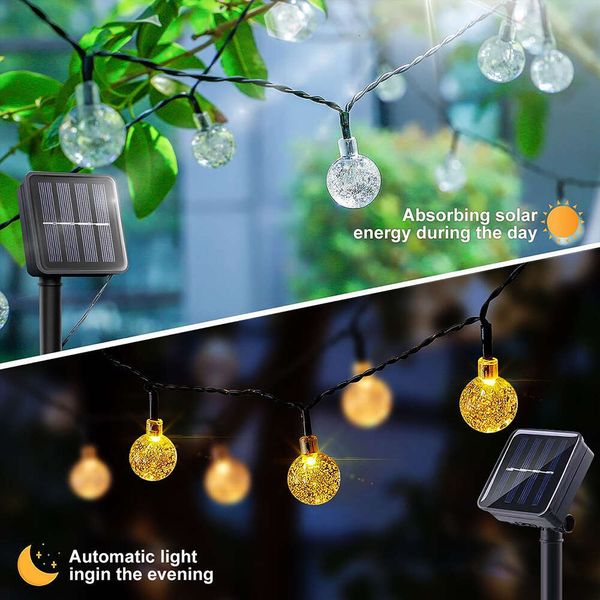 Bubble LED Solar Ball String Outdoor Garden Decoration Light 8 Modes Waterproof Christmas Lights Patio Holiday Party s