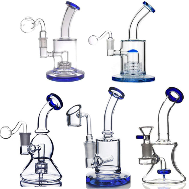 Small Glass Bongs Water Pipes Bubbler Glass Beaker Dab Rigs Hookahs Water Bong Smoking Mini Oil Rigs With 14mm Joint