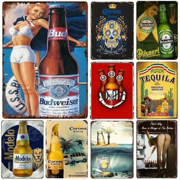 Beer Brand Budweiser Vintage Metal Tin Sign Wall Art Ideal for Bar Pub Garage Diner Decor Retro Style Decorative PlaqueXJ250116