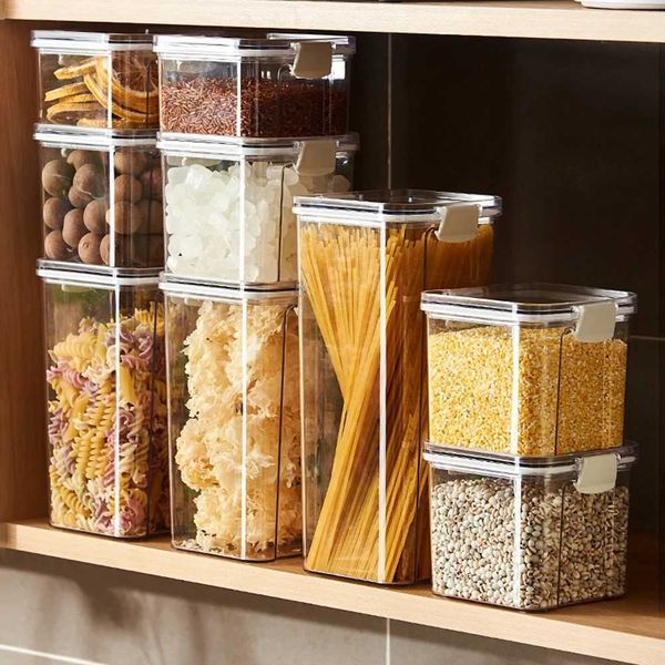 Kitchen storage box grain coffee beans Sed jar large capacity moisture-proof transparent seasoning jar set Y241203