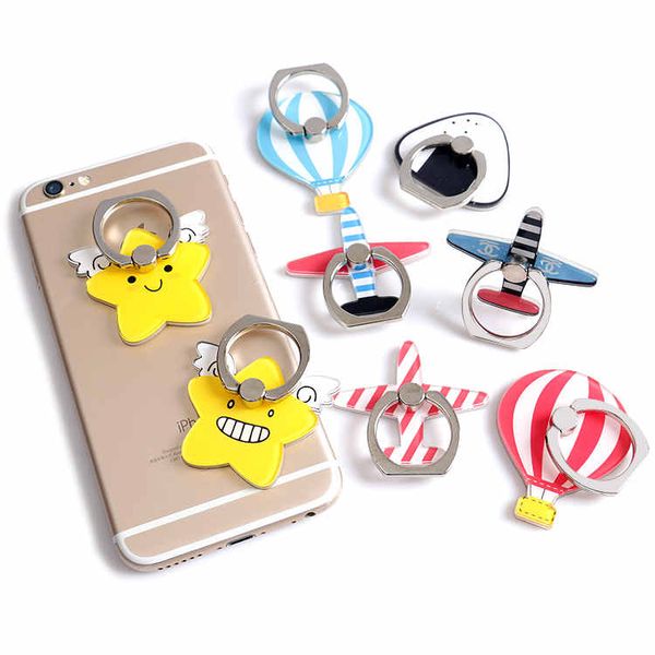 Cell Phone Accessories Creative Ring Mounts Holders Acrylic Finger Ring Buckle Bracket cartoon Star airplane parachute For iPhone 7 Plus Sam