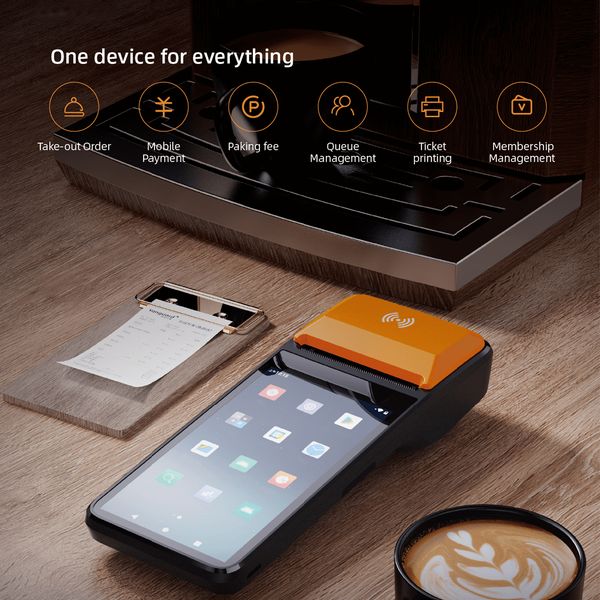 Handheld 3G POS Machine Receipt Printer 1D-2D Barcode Scanner PDA Terminal WiFi BT NFC 5.0 Inch Touchscreen 58mm Label Printer