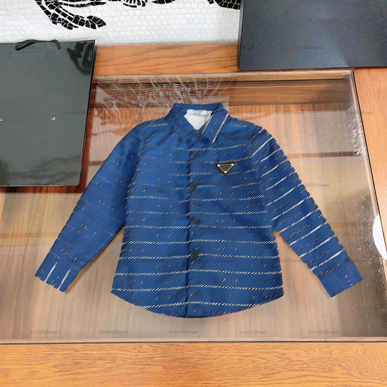New baby Shirt Polo collar boys coat Size 110-160 CM kids designer clothes Geometric logo decoration Child Blouses