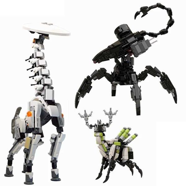 MOC Horizon Zero Máquina de batalha de robôs de machado de robô corruptoredgame FiguresModelBuilding Blocks Set Brinks Toys for Childrenc250