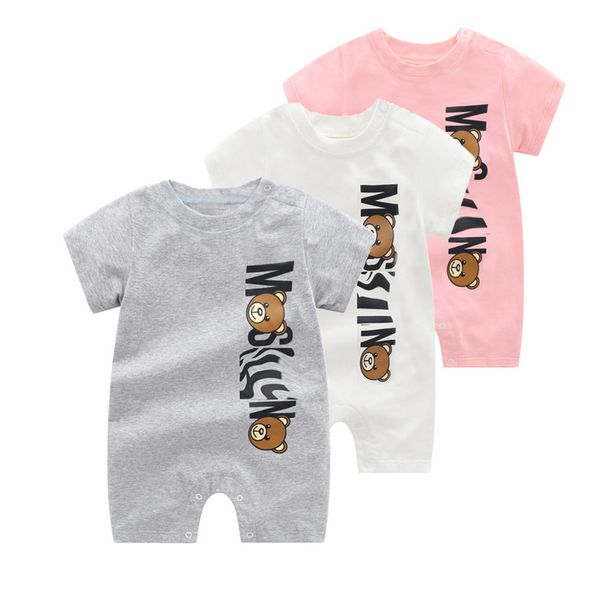 100% Cotton Kids Designer Rompers Baby Boy Girl Top Quality Short Sleeve Clothes Newborn Stripe Spring Autumn Round Collar Jumpsuits Childre