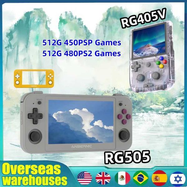 ANBERNIC RG405V RG505 Portable handheld game machine Android 12 4 INCH IPS Touch Screen T618 512G PSP PS2 Games Childrens Gift Y240808