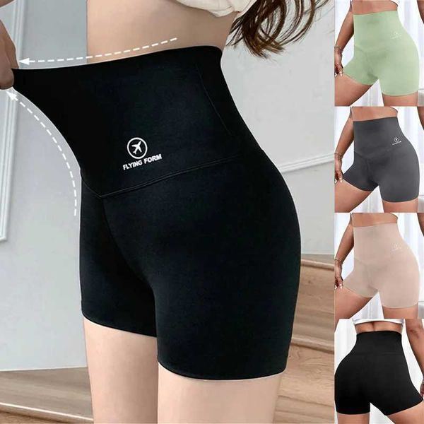 Novo shorts de ioga com cor de cor de cor sólida para mulheres de alta cintura High Summer Fitness Workout, executando shorts de ginástica e